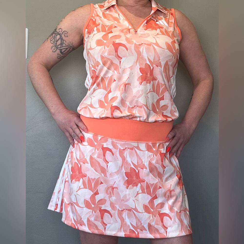 Adidas exclusive “our fairway floral collection” performance skort & top